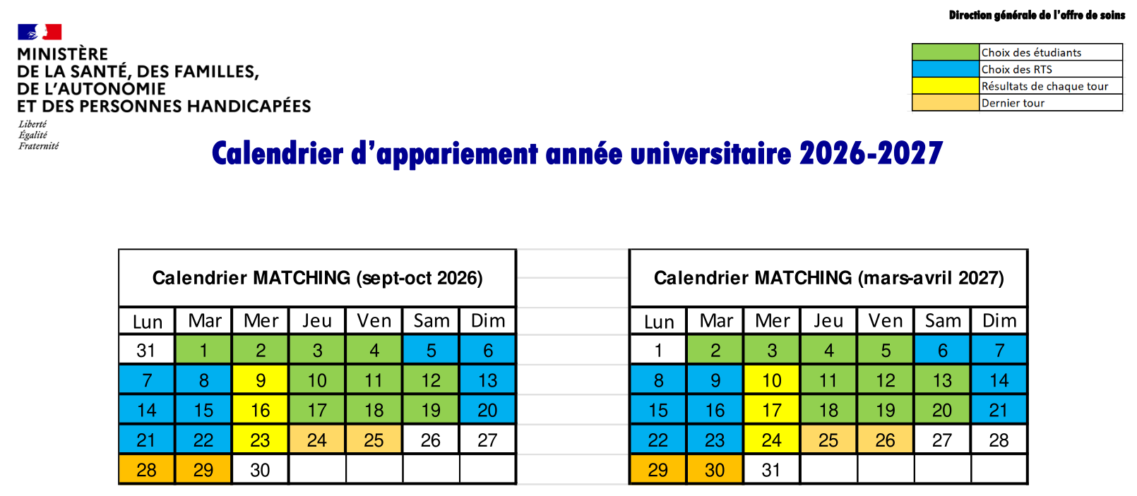 Calendrier Appariement